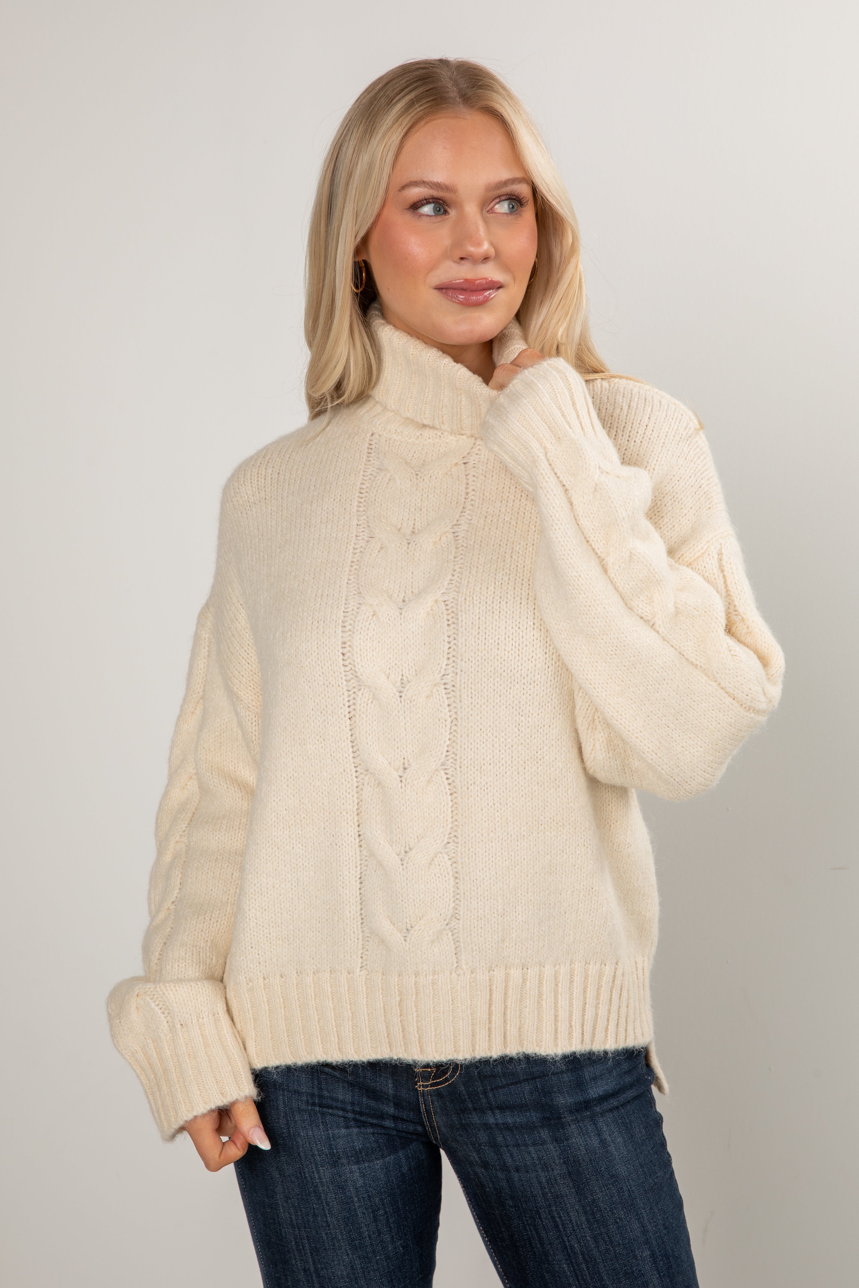 FINAL SALE - Cabin Morning Cream Turtleneck Sweater