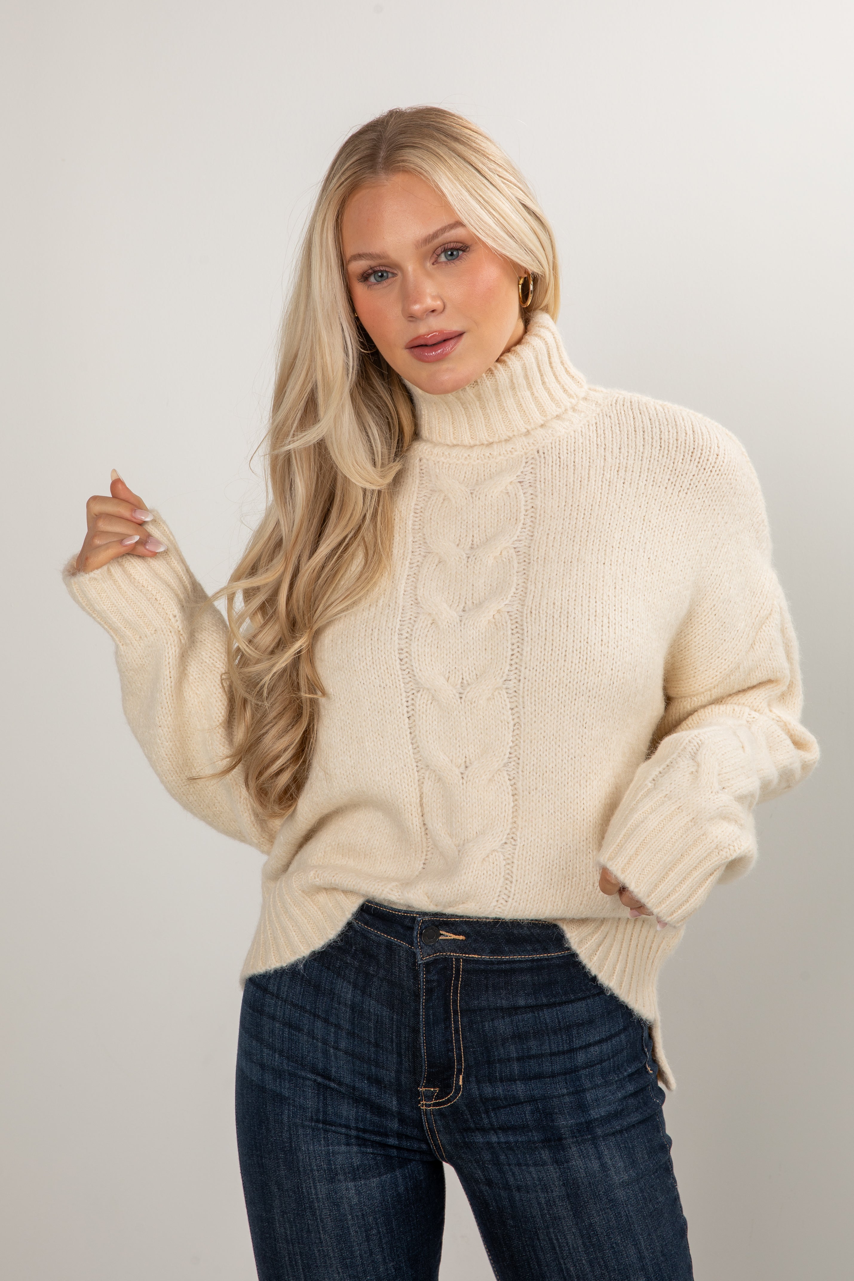 FINAL SALE - Cabin Morning Cream Turtleneck Sweater