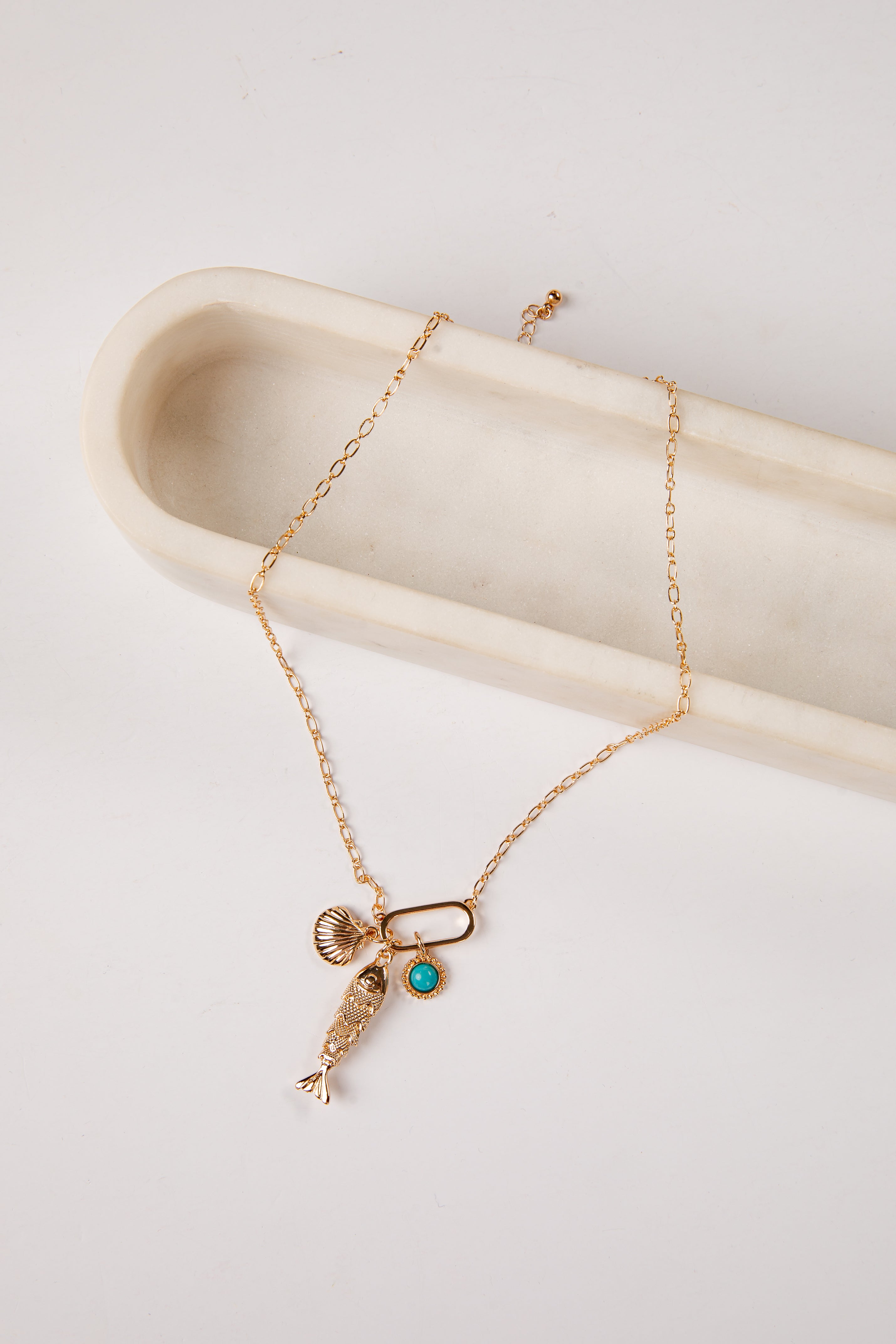 blue Maren Coastal Charm Gold Necklace