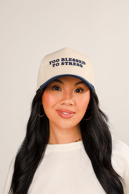 Too Blessed To Stress Embroidered Hat
