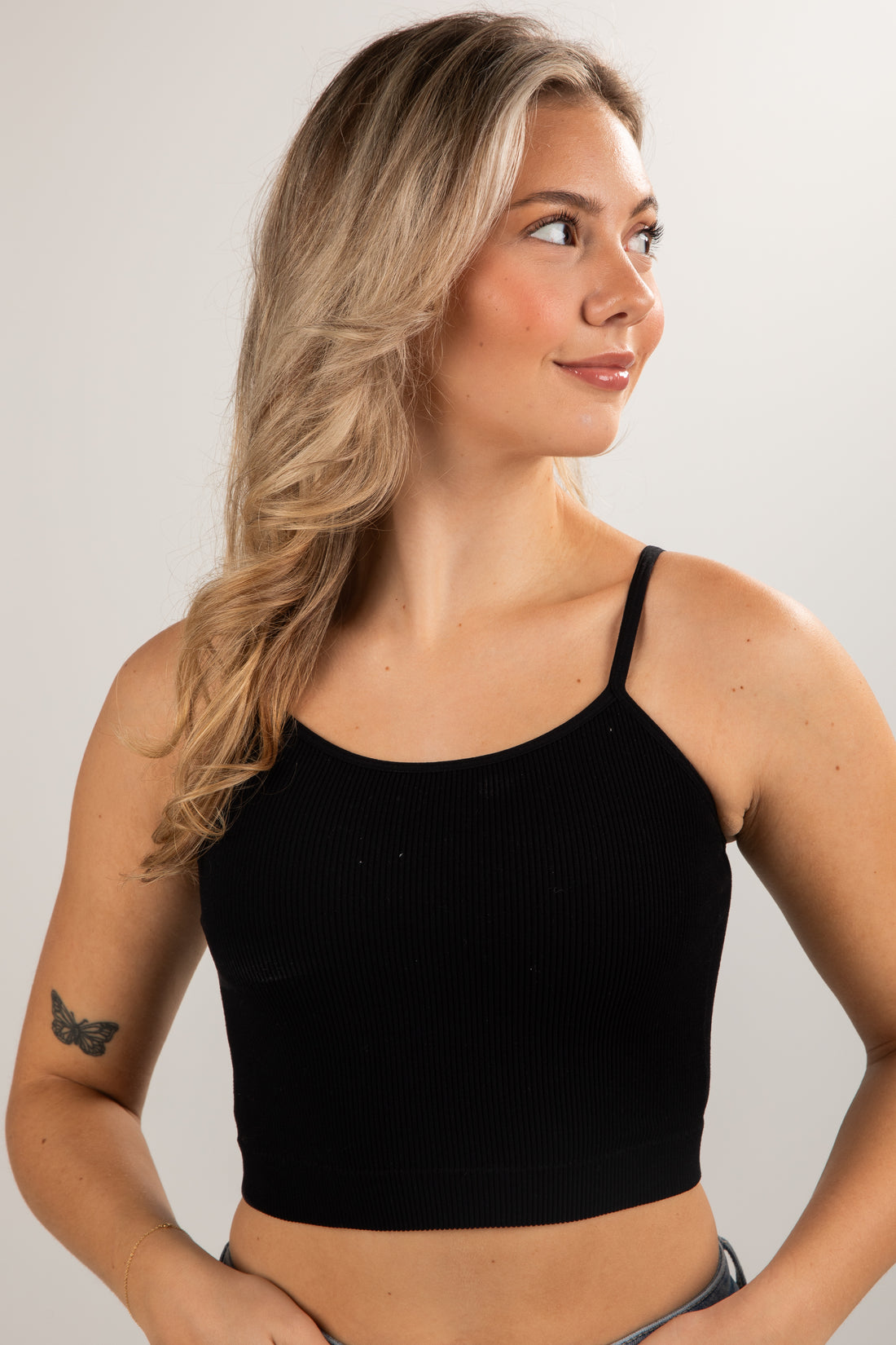 black cropped tank