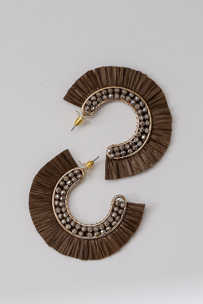 trendy brown Fringe Hoop Earrings