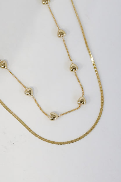 Aria Gold Heart Layered Chain Necklace