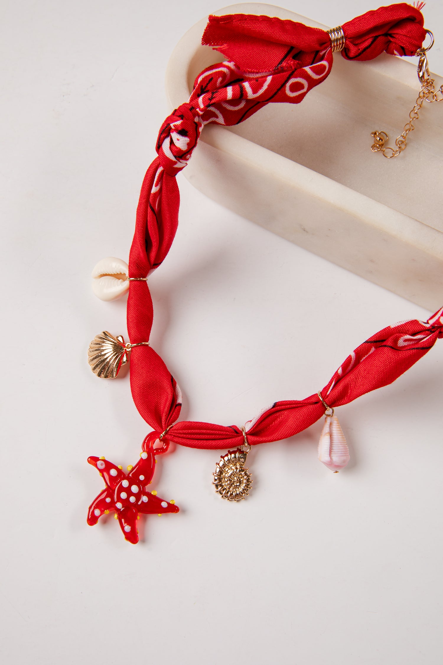 Ansley Bandana Costal Charm Red Necklace