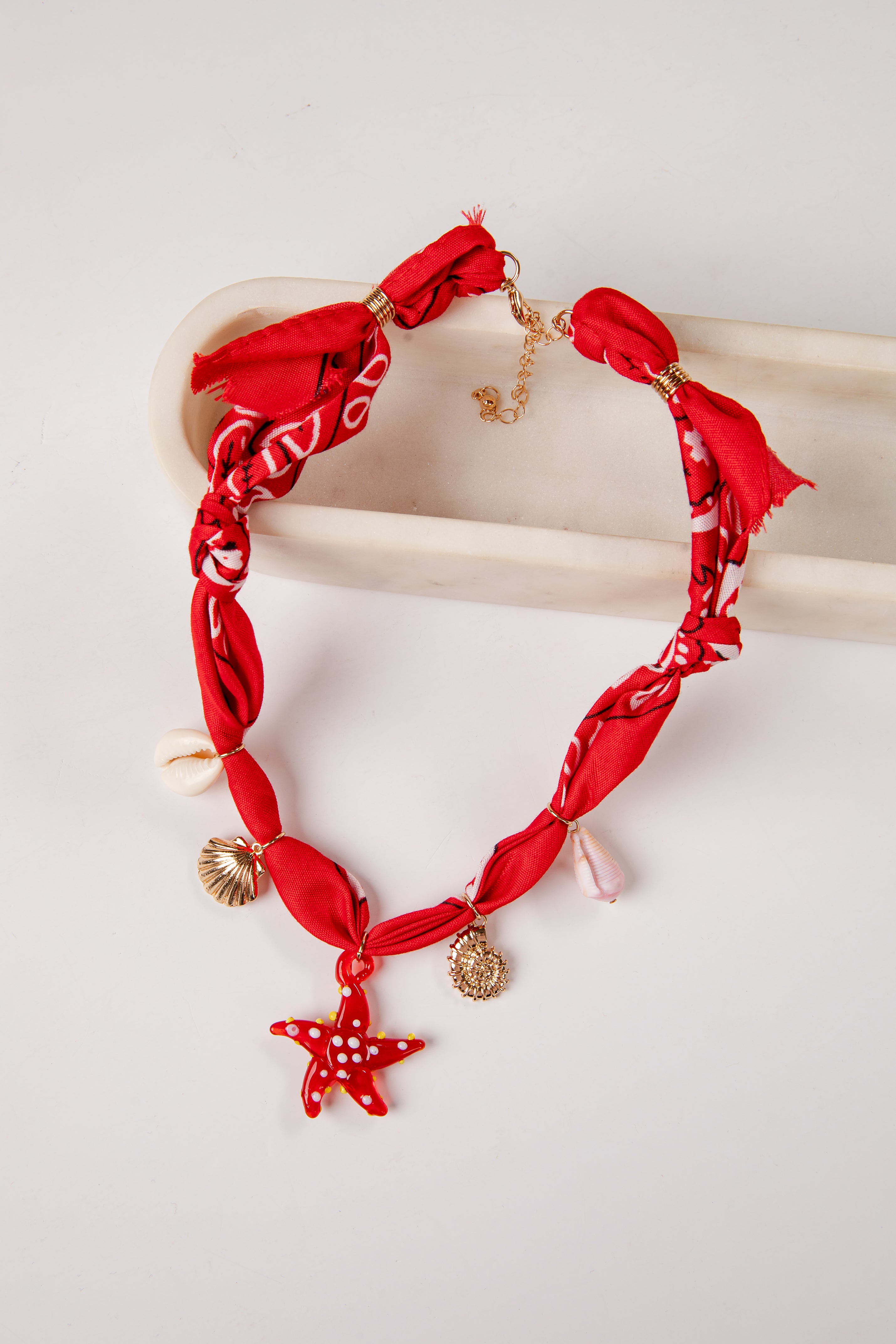 Ansley Bandana Costal Charm Red Necklace