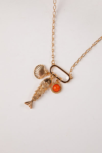 rust Maren Coastal Charm Gold Necklace