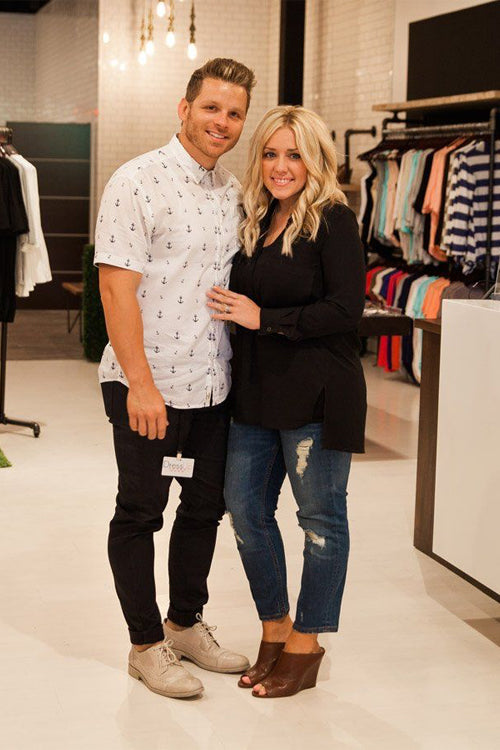 picture of our founders at Ruby White Wear, Derrick + Danielle Case