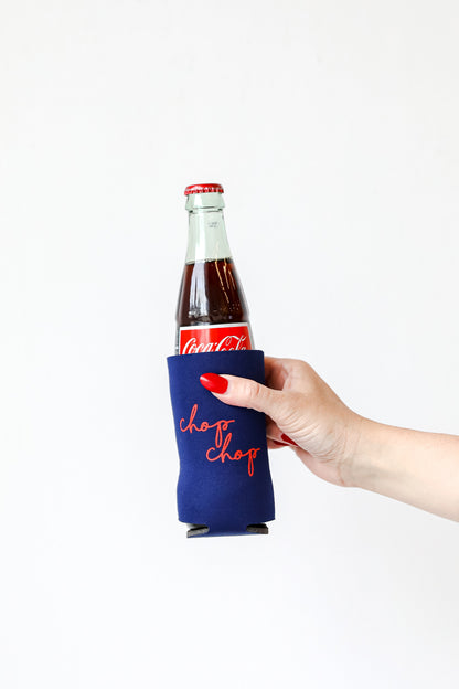 Chop Chop Slim Koozie in navy front view