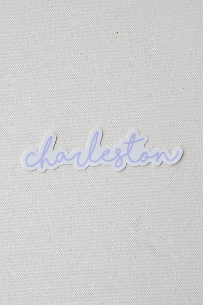 Small Charleston Script Sticker in lavender